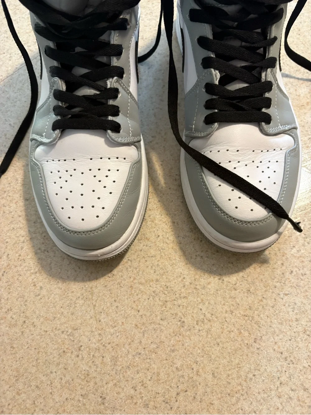 Nike Air Jordan 1 Mid Men’s Shoes - White, Gray & Black